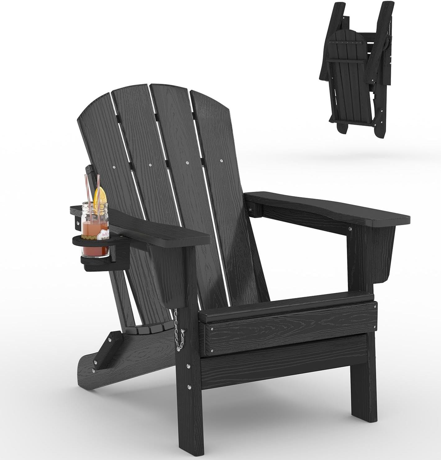 Adirondack Chair Wood - Składane krzesło Adirondack z tworzywa HDPE,