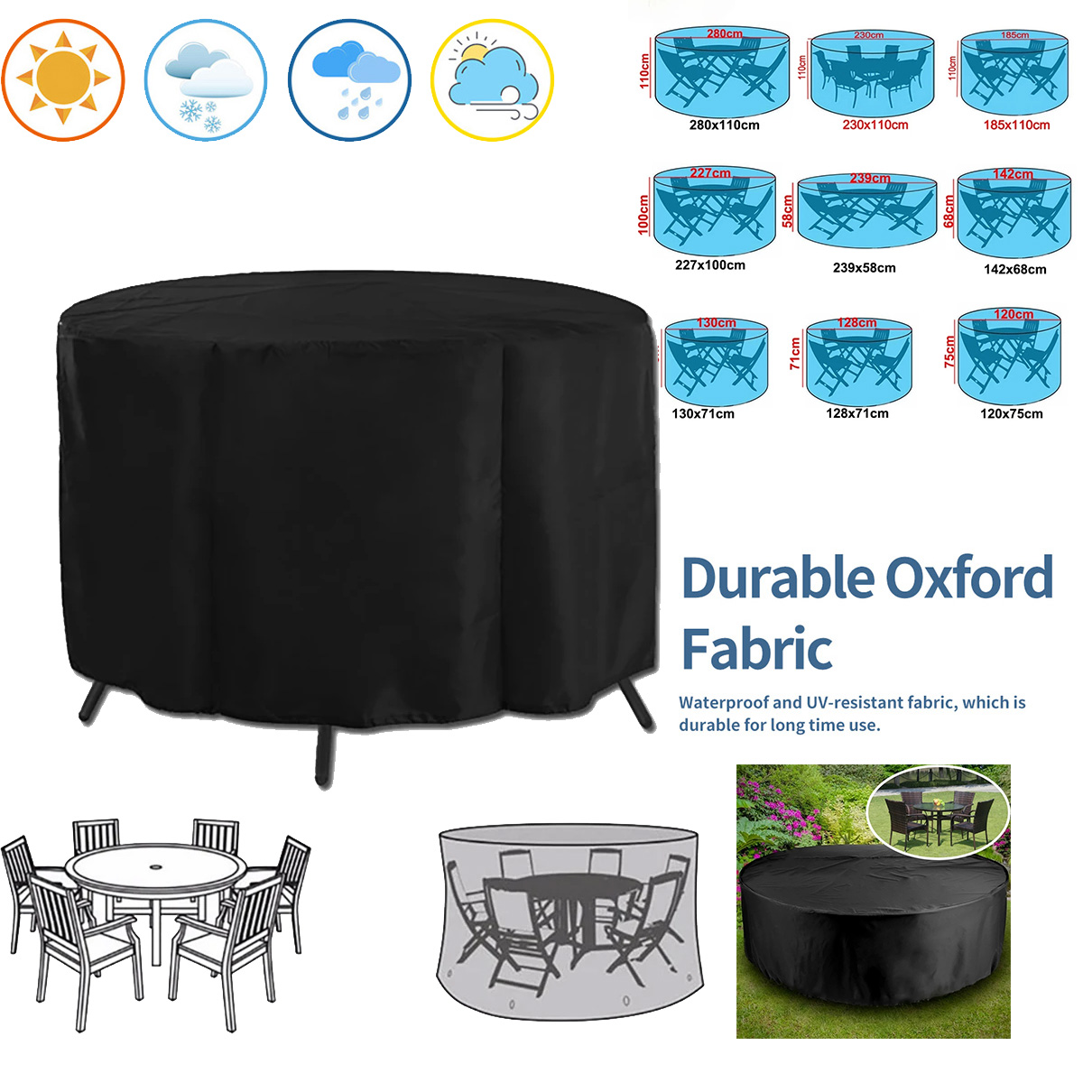 Outdoor Furniture Arhaus - Okrągły Pokrowiec na Meble Ogrodowe Wodoodporny