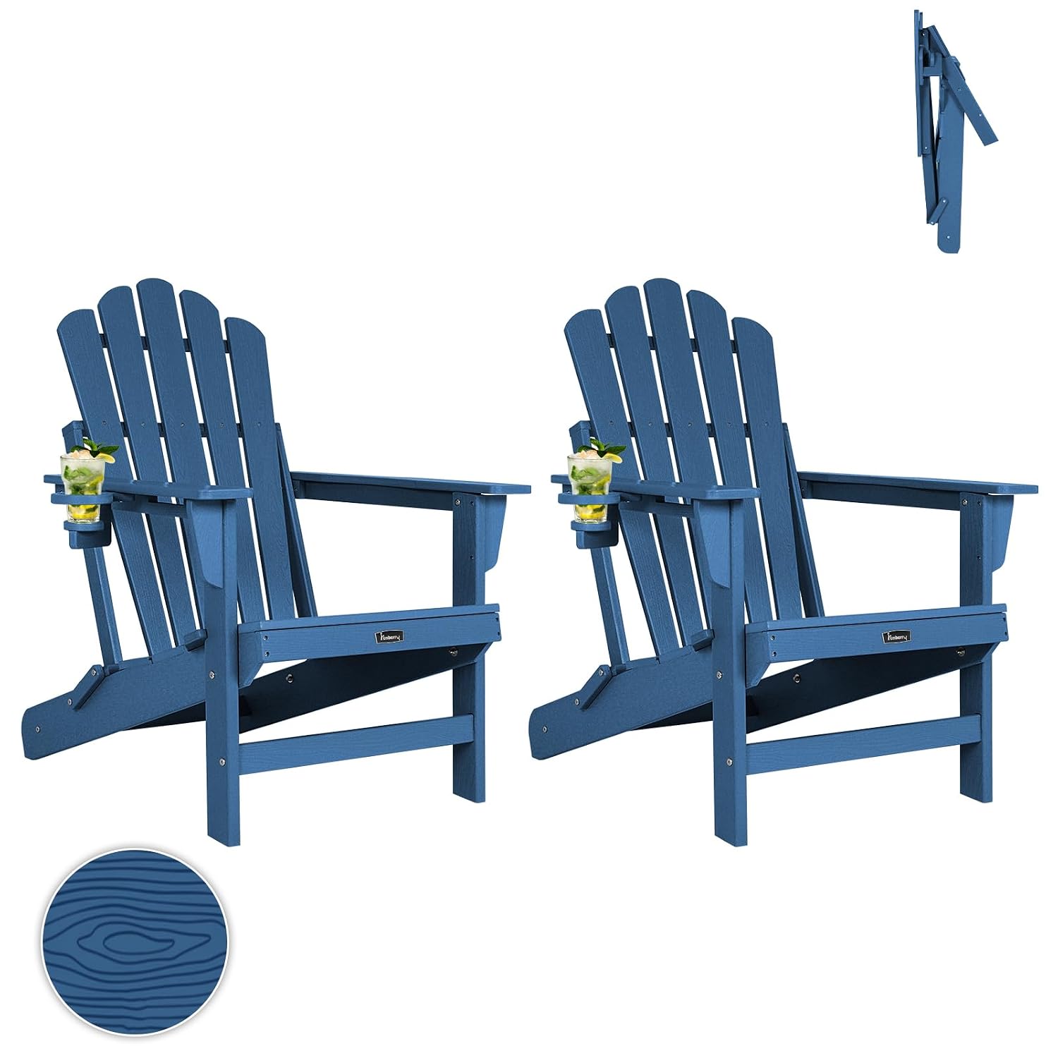 Outdoor Furniture Easy To Clean - Duże składane krzesło Adirondack, zestaw 2