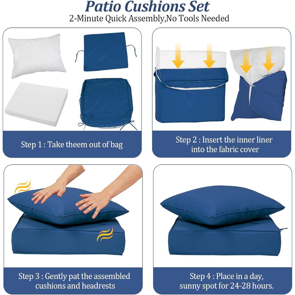 Zestaw 4 poduszek na głębokie  – Outdoor Furniture Fabric Waterproof recenzja i cena